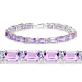 Octagon Purple Amethyst Prong Silver Tennis Bracelet by Fine Color Jewels
