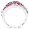 3.89 Carat Genuine Ruby and White Zircon .925 Sterling Silver Ring by Bids.com