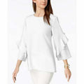Alfani Women's Ruffled-Sleeve Zip-Back Top by Vanessa Jane