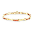 Princess Orange Sapphire Channel Silver Tennis Link Bracelet by Fine Color Jewels