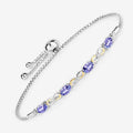Oval Violet Tanzanite Prong Silver Infinity Bolo Adjustable Bracelet by Fine Color Jewels