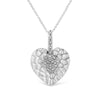 .925 Sterling Silver Pave-Set Diamond Accent Heart Shape 18" Pendant Necklace (I-J Color, I1-I2 Clarity)