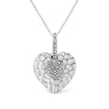 .925 Sterling Silver Pave-Set Diamond Accent Heart Shape 18" Pendant Necklace (I-J Color, I1-I2 Clarity) by Bids.com