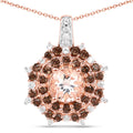 18K Rose Gold Plated 1.61 Carat Genuine Morganite, Smoky Quartz and White Zircon .925 Sterling Silver Pendant by Bids.com