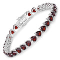 15.50 Ct Heart Red Garnet Prong Sterling Silver Box Clasp Tennis Bracelet by Fine Color Jewels