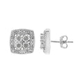 .925 Sterling Silver 1/4 cttw Round Cut Diamond Square Shape Milgrain Stud Earrings (I-J Color, I3 Clarity) by Bids.com