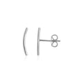 14k White Gold Curve Climber Post Earrings by Bids.com