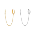 CZ Diamond Chain Ear Cuff with Hoop Earring: Gold by Boutique 23