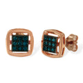 Rose Plated Sterling Silver Rose Cut Treated Diamond Stud Earring (0.25 cttw, Blue Color, I2-I3 Clarity) by Bids.com