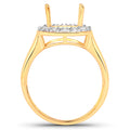 0.51 Carat Genuine White Diamond 14K Yellow Gold Semi Mount Ring - holds 10x8mm Cushion Gemstone by Bids.com
