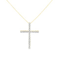 10K Yellow Gold Plated .925 Sterling Silver 4.0 Cttw Round Cut Diamond Cross Pendant Necklace (J-K Color, I1-I2 Clarity) - 18" by Bids.com
