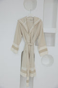 Cotton Yellow & White Bathrobe by NoaPure.com