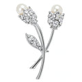 Charter Club Silver-Tone Crystal and Imitation Pearl Tulip Pin by Vanessa Jane