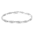 .925 Sterling Silver 1-1/2 Cttw Round and Baguette Cut Diamond Wave Link Bracelet (I-J Color, I2-I3 Clarity) - 7" by Bids.com