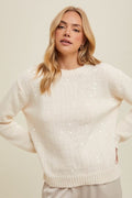 Sequin Detail Sweater - Off White by Boutique 23
