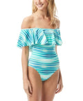 Vince Camuto Swim Printed Ruffled Off-the-Shoulder One-Piece Swimsuit by Vanessa Jane