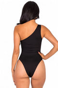 Ribbed Knit Cut Out One Shoulder Bodysuit {BT3932} by The House of Stylez