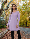 Aphratti Womens Sweater Dress Tunic Top Long Sleeve Casual Lavender L by Deal US