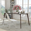 Delacora Parkside 59in Wide Dining Table with Clear Glass Top by Vanessa Jane