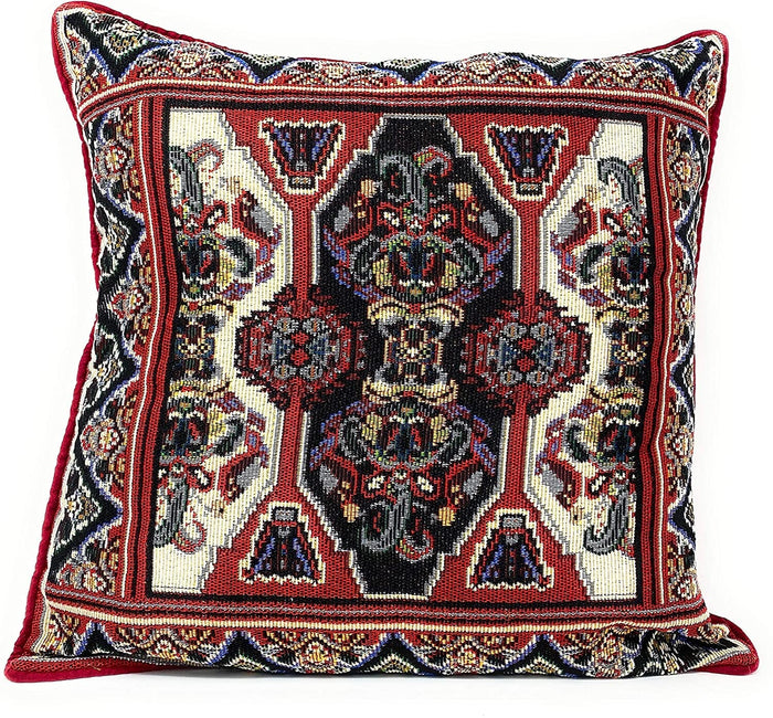 DaDalogy Elegant Majestic Kilim Red Rug Ornate Tapestry Throw Pillow Covers 16" x 16" (18195) by DaDalogy Bedding Collection