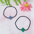 Semi-Precious Rounded Cross Stretch Bracelet