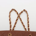 Chanel Matelasse Canvas &amp; Leather Chain Tote Bag Beige x Brown Gold Metal Fittings 1454422 -#2326 by Bolt Boutique