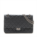 Chanel Matelasse 2.55 Large Leather Double Flap Double Chain Bag Black Gunmetal Fittings 16886927 A37587 #2429 by Bolt Boutique