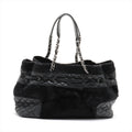 Chanel Matelasse Leather &amp; Cowhide Chain Shoulder Bag Black Silver Metal Fittings 10754134-#2483 by Bolt Boutique