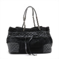 Chanel Matelasse Leather &amp; Cowhide Chain Shoulder Bag Black Silver Metal Fittings 10754134-#2483 by Bolt Boutique