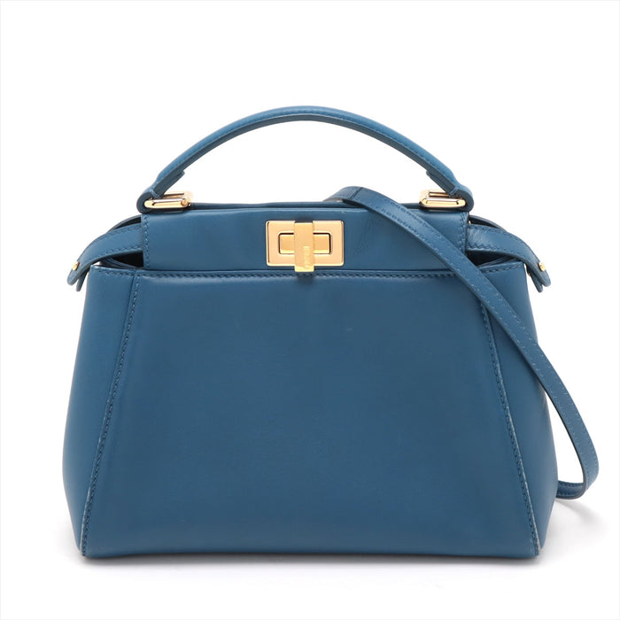 Fendi Mini Peek-a-boo Leather 2 Way Handbag Blue 8BN244 -#2501 by Bolt Boutique