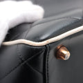 Chanel Logo Matelasse Black Quilted Calfskin Bowler Boston Bag #2504 by Bolt Boutique