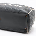 Chanel Logo Matelasse Black Quilted Calfskin Bowler Boston Bag #2504 by Bolt Boutique