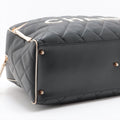 Chanel Logo Matelasse Black Quilted Calfskin Bowler Boston Bag #2504 by Bolt Boutique