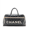 Chanel Logo Matelasse Black Quilted Calfskin Bowler Boston Bag #2504