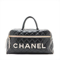 Chanel Logo Matelasse Black Quilted Calfskin Bowler Boston Bag #2504 by Bolt Boutique