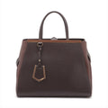 Fendi Dark Brown Two Tone Vitello Toujour Leather 2 Way Handbag 8BH250 #2506 by Bolt Boutique