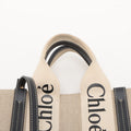 Chloe Woody Small Canvas &amp; Leather 2 Way Handbag Beige x black #2601 by Bolt Boutique