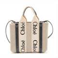 Chloe Woody Small Canvas &amp; Leather 2 Way Handbag Beige x black #2601 by Bolt Boutique