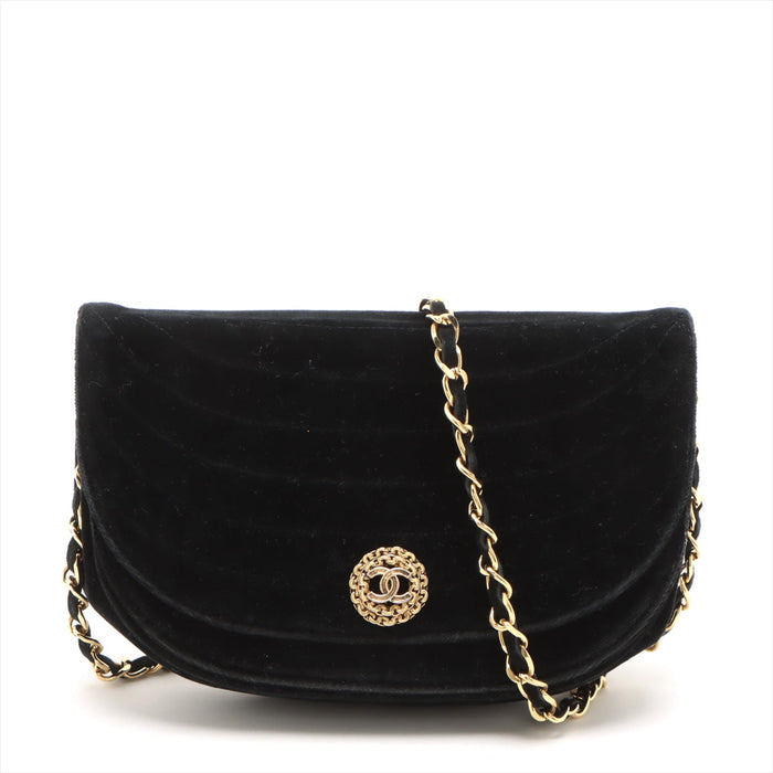 Chanel Black Suede Half Moon Coco Mark Chain Shoulder Bag #3744 by Bolt Boutique