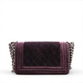 Chanel Boy 20 Small Purple Velvet Chain Shoulder Bag Purple Gunmetal Fittings 17 Series #3748 by Bolt Boutique