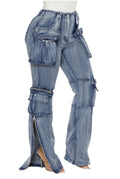 Acid Wash Cargo Denim Pants by The House of Stylez