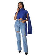 Turtleneck Cropped Cape Sweater by The House of Stylez