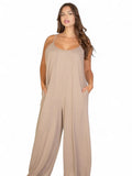Curvy Spaghetti Strap Solid Wide Jumpsuit {BP5554X} by The House of Stylez