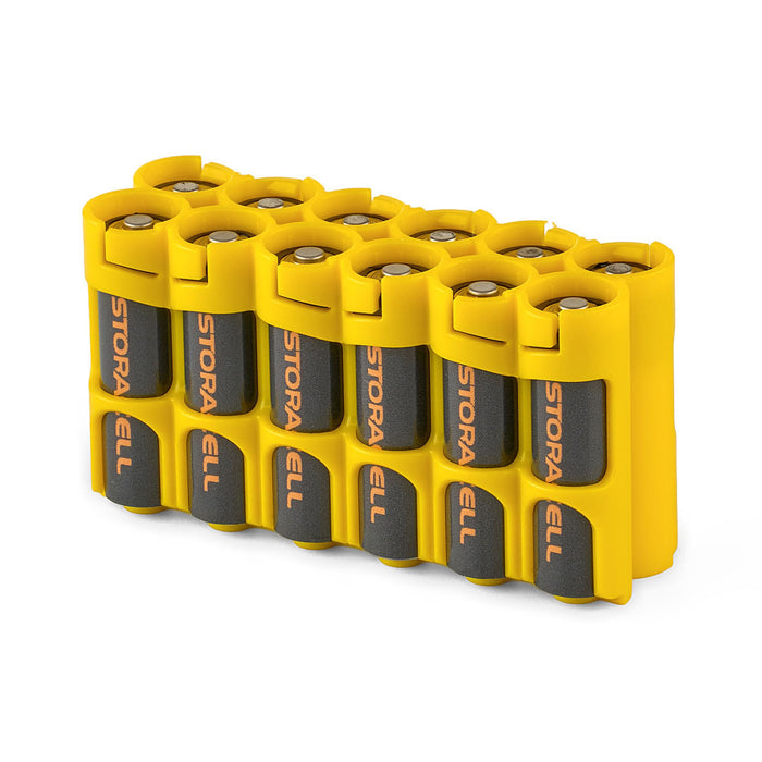 12 AA Pack Battery Caddy (Yellow) by Storacell