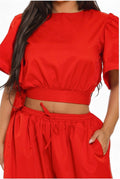 Ruffle Short Sleeve Crop Top & Jogger Pants Set by The House of Stylez
