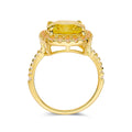 4.00 Ct Cushion Yellow Sapphire Prong 18k Yellow Gold Over Silver Halo Statement Ring by Fine Color Jewels