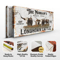 Personalized Long Horn Cattle Sign II by Tailored Canvases