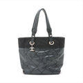 Chanel Paris Biarritz PM Coating Canvas Tote bag Black Silver Metal Fittings 12234711 #2484 by Bolt Boutique