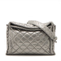 Chanel Matelasse Metallic Calfskin Quilted Medium Chain Me Hobo Dark Silver 14 Series -#2596 by Bolt Boutique