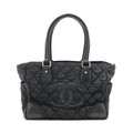 Chanel Paris New York Line Nylon &amp; Leather Tote Bag Black Silver Metal Fittings 10 Series #2881 by Bolt Boutique